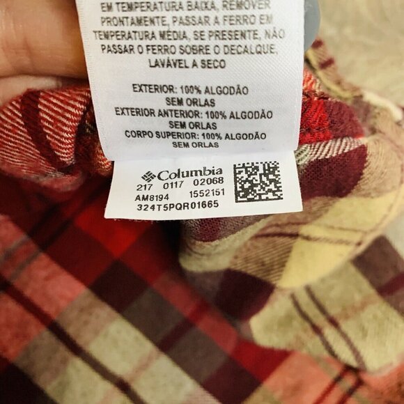 Columbia Omni-Wick Long Sleeve Button Up Flannel Shirt Men’s M Plaid Red Brown - Picture 14 of 14